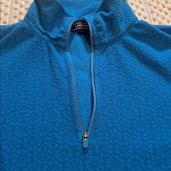 Lands End Fleece Blue Quarter-Zip Pullover - Picture 3 of 12